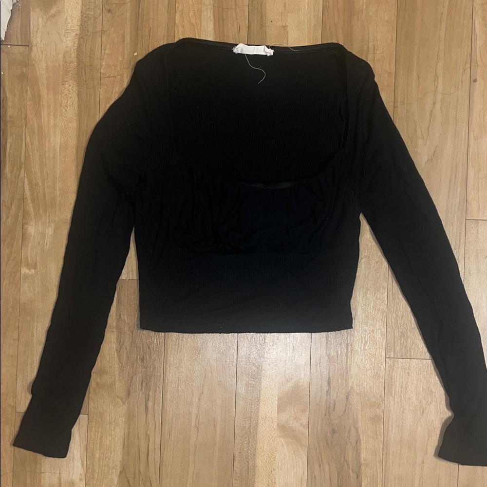 American Threads Black Long Sleeve Top